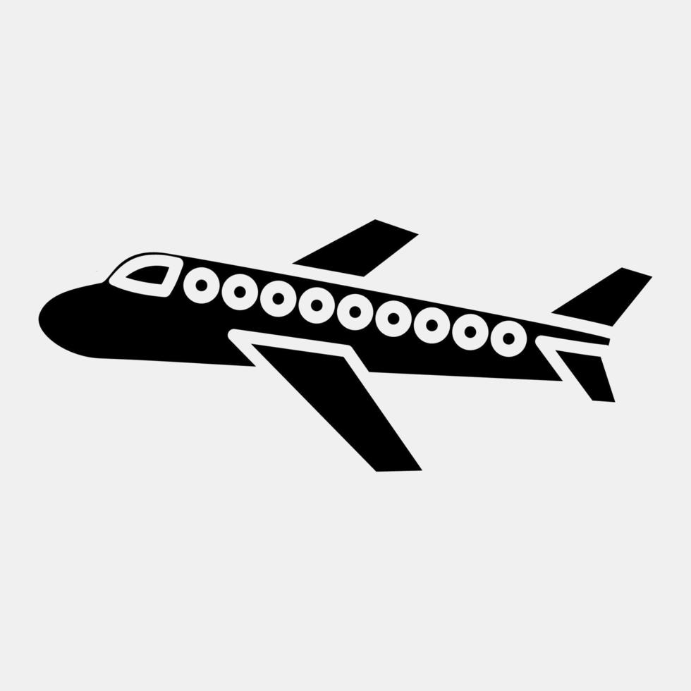 Icon airplane. Transportation elements. Icons in glyph style. Good for prints, posters, logo, sign, advertisement, etc. vector