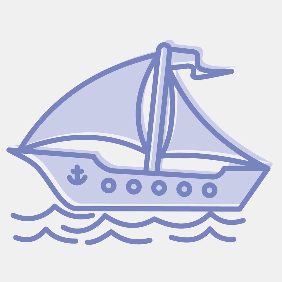 Icon sail ship. Transportation elements. Icons in two tone style. Good for prints, posters, logo, sign, advertisement, etc. vector