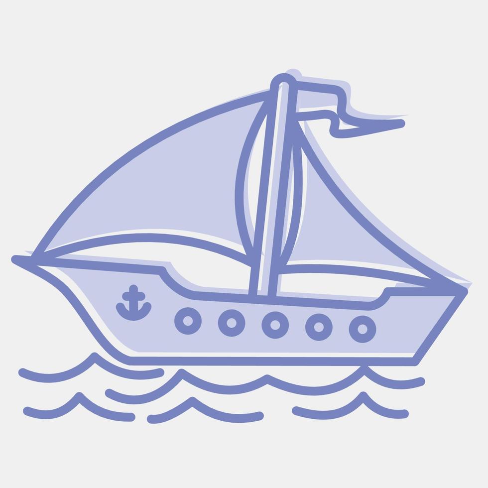 barco de vela de icono. elementos de transporte. iconos en estilo de dos tonos. bueno para impresiones, carteles, logotipos, letreros, anuncios, etc. vector