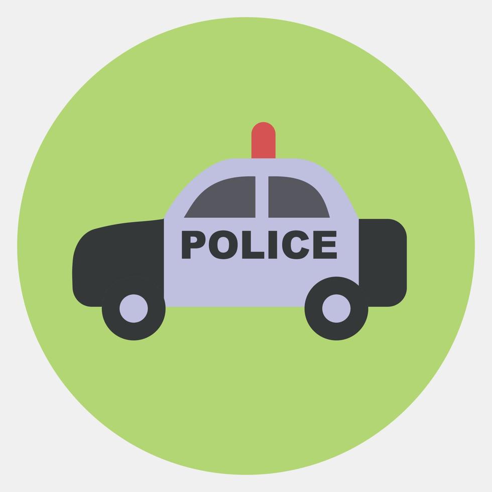 Icon police car. Transportation elements. Icons in color mate style. Good for prints, posters, logo, sign, advertisement, etc. vector