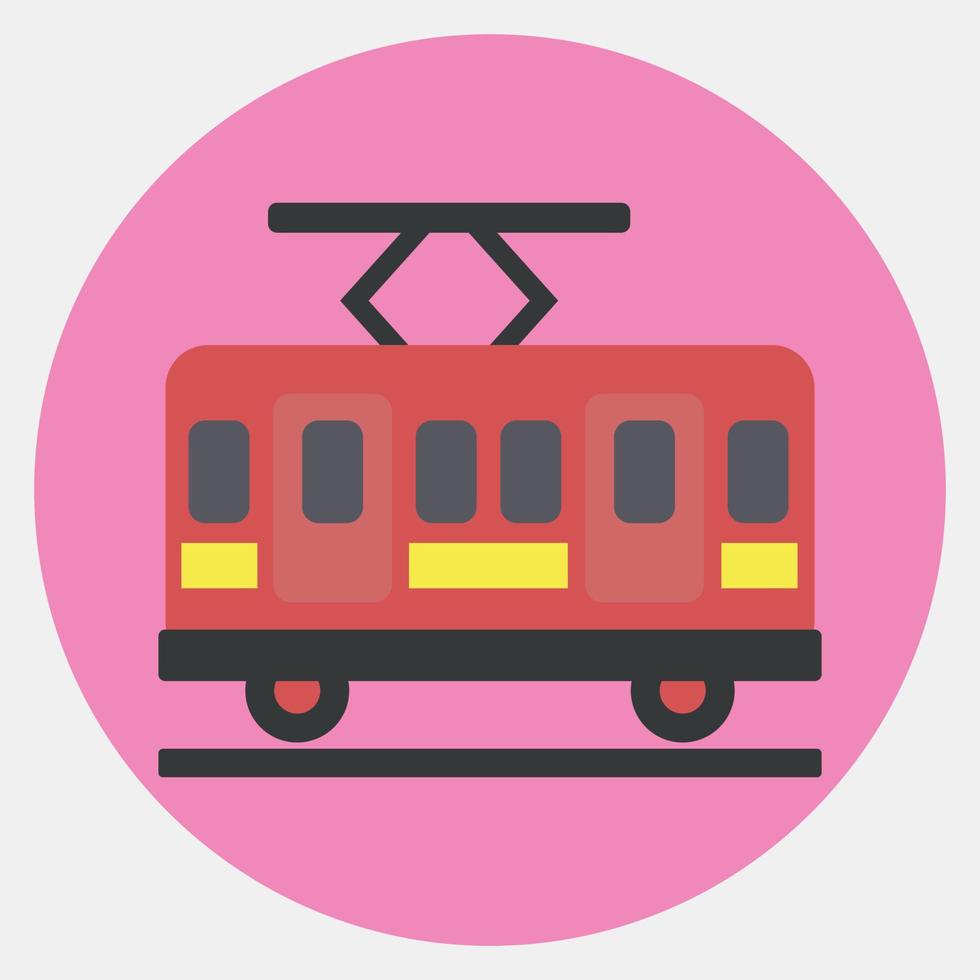 Icon tram. Transportation elements. Icons in color mate style. Good for prints, posters, logo, sign, advertisement, etc. vector