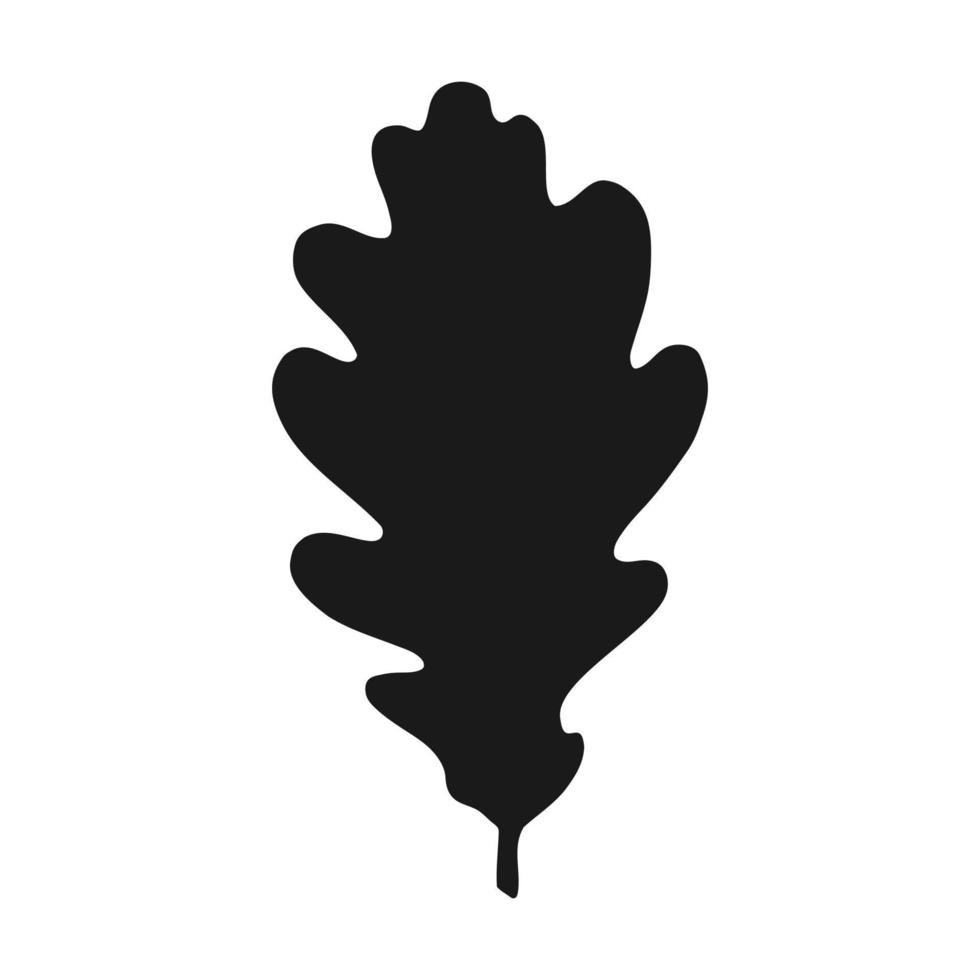 Silhouette oak leaf. Hand drawn autumn vector illustration.