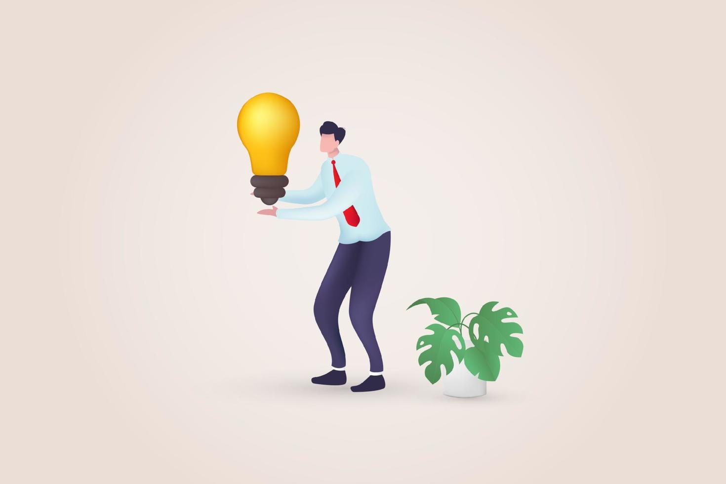 Business idea, plan strategy and solution concept. Business man having solution, ideas lamp bulb vector
