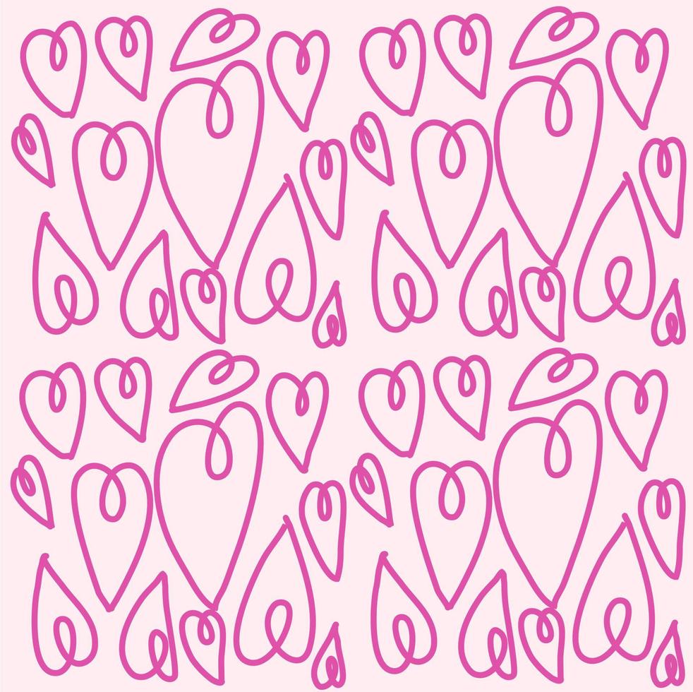 Freehand valentine hearts line pattern vector