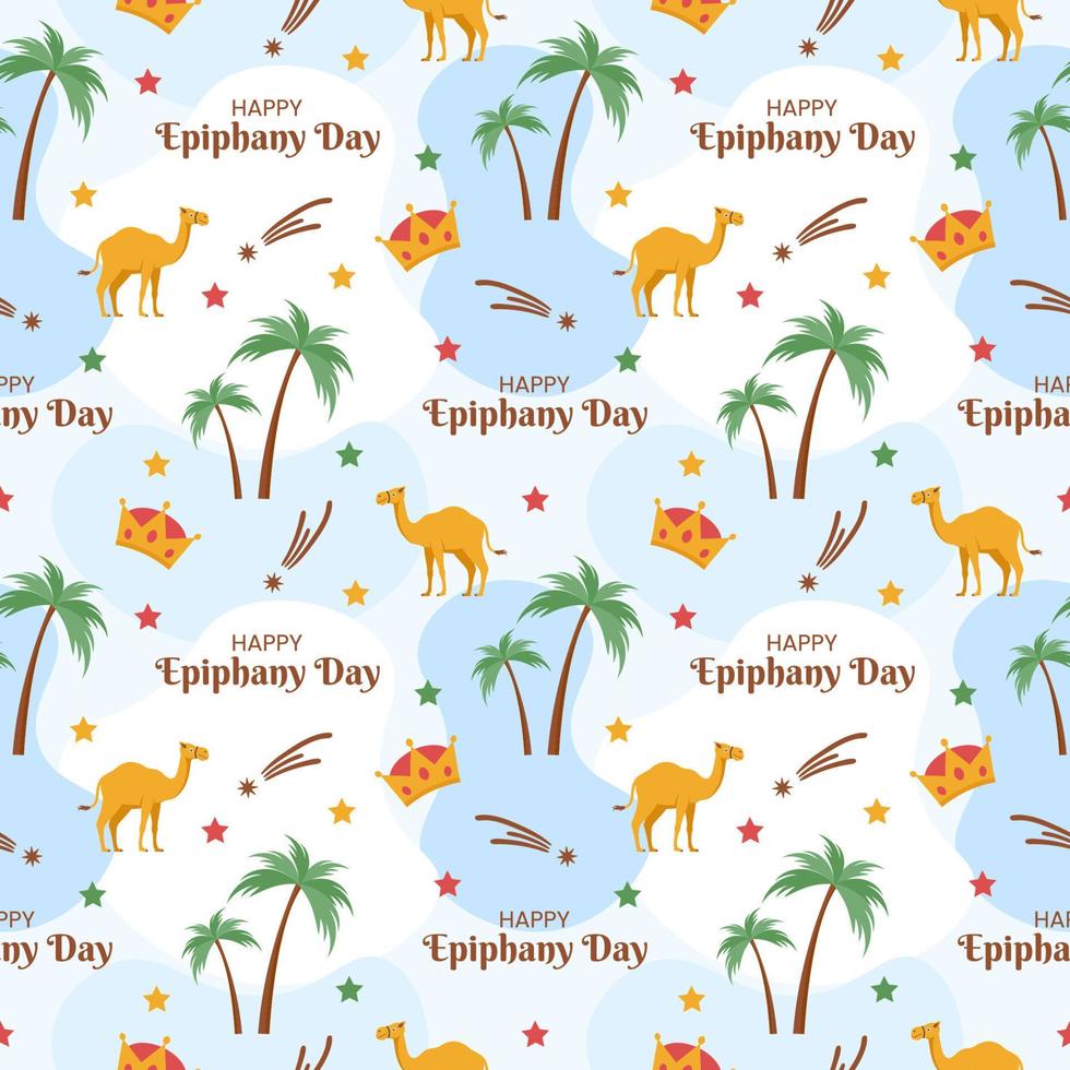 Happy Epiphany Day Seamless Pattern Design Christian Festival to Faith in Template Hand Drawn Cartoon Flat Illustration vector