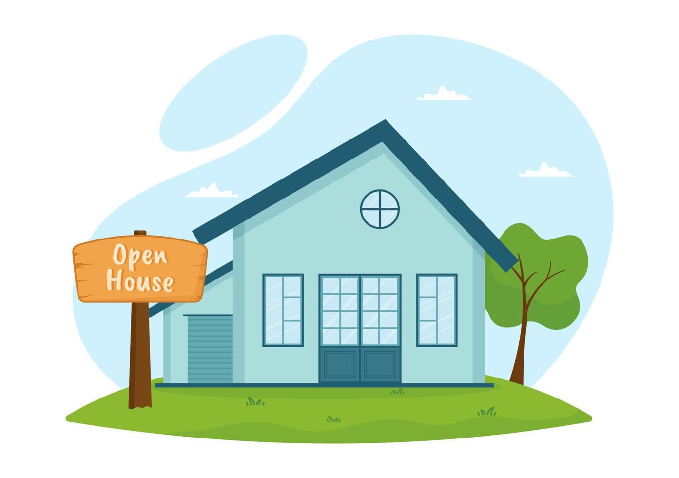 Open House for Inspection Property Welcome to Your New Home Real Estate Service in Flat Cartoon Hand Drawn Templates Illustration vector