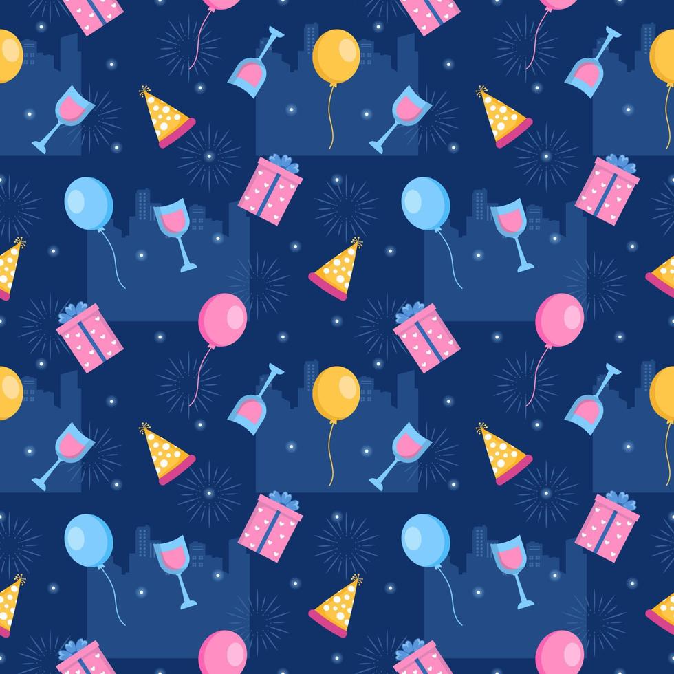 Happy New Year 2023 Seamless Pattern Design with Decoration in Template Hand Drawn Cartoon Flat Illustration vector