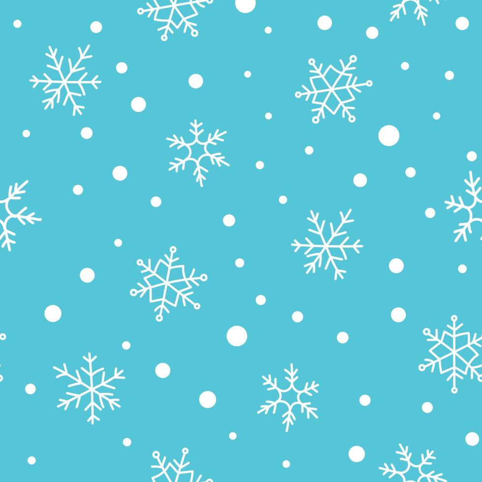 Snowflakes seamless pattern in flat cartoon style. Vector illustration