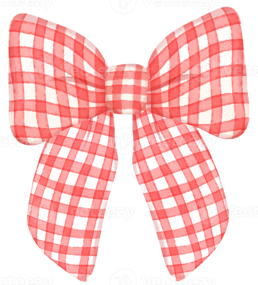 cute check striped ribbon hair bow tie watercolour illustration png