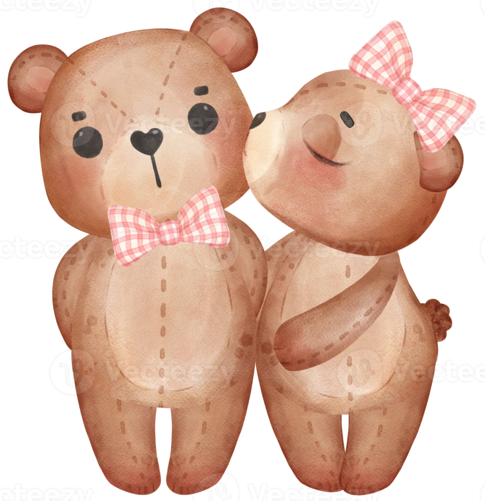 fofos dois ursinhos de pelúcia personagem dos namorados desenho animado aquarela png