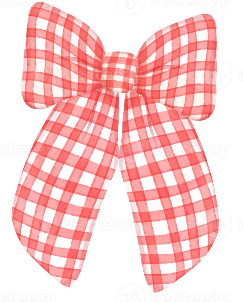 cute check striped ribbon hair bow tie watercolour illustration png