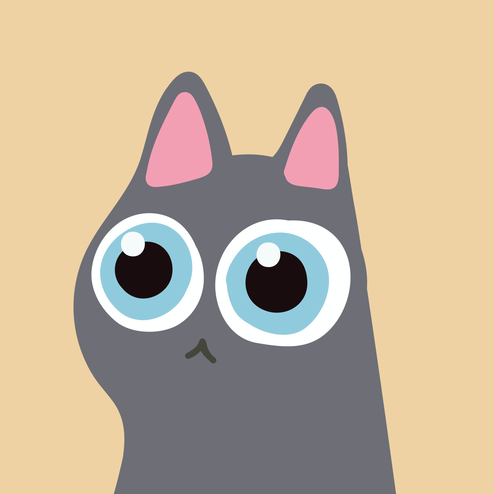 handraw cute big eye gray cat head vector 15310961 Vector Art at Vecteezy