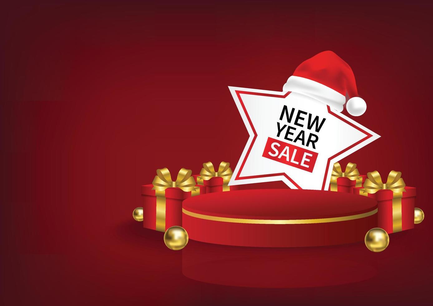 new year sale product display banner christmas elements vector