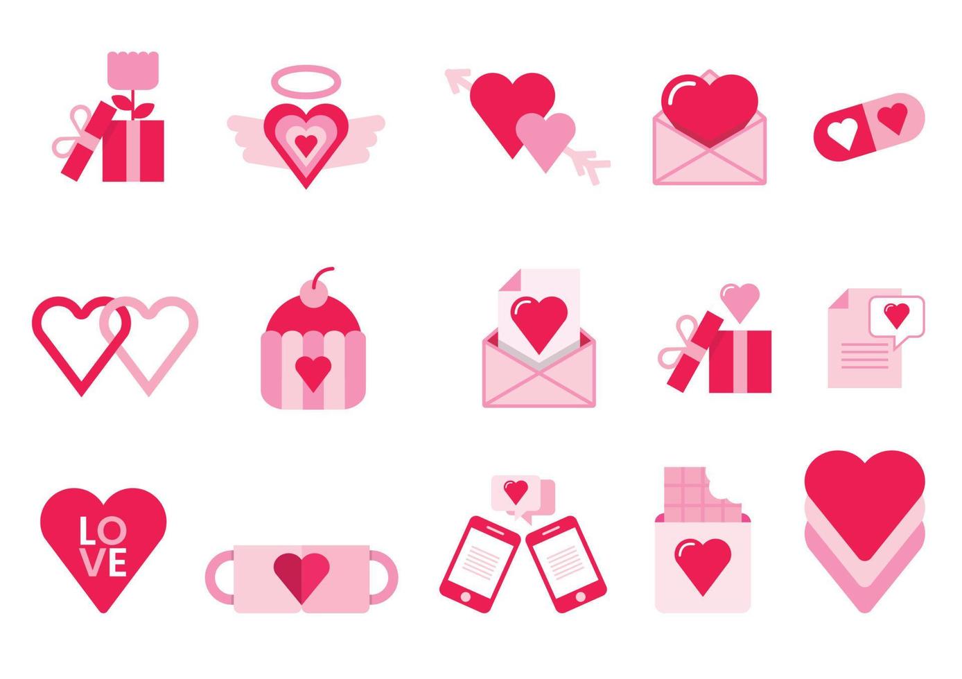 vector de elementos de san valentín icono plano icono de san valentín