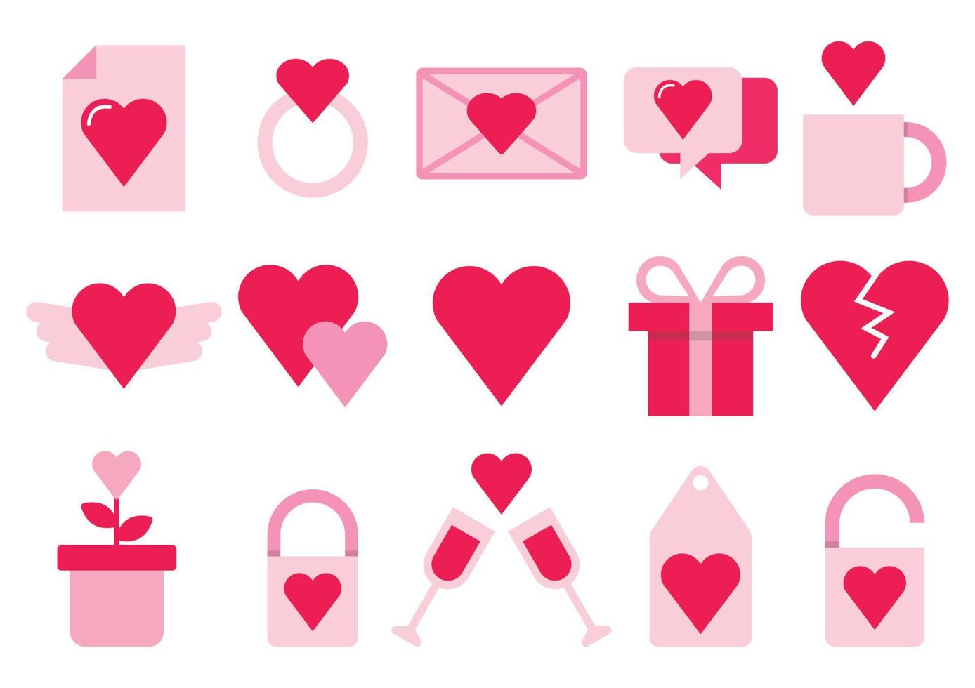 valentine's day icon cute flat icon valentine's elements vector design