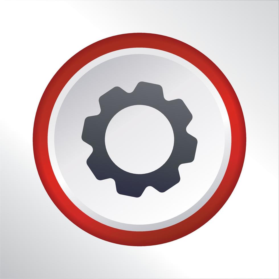 gear flat icon button with red gradient circle vector design