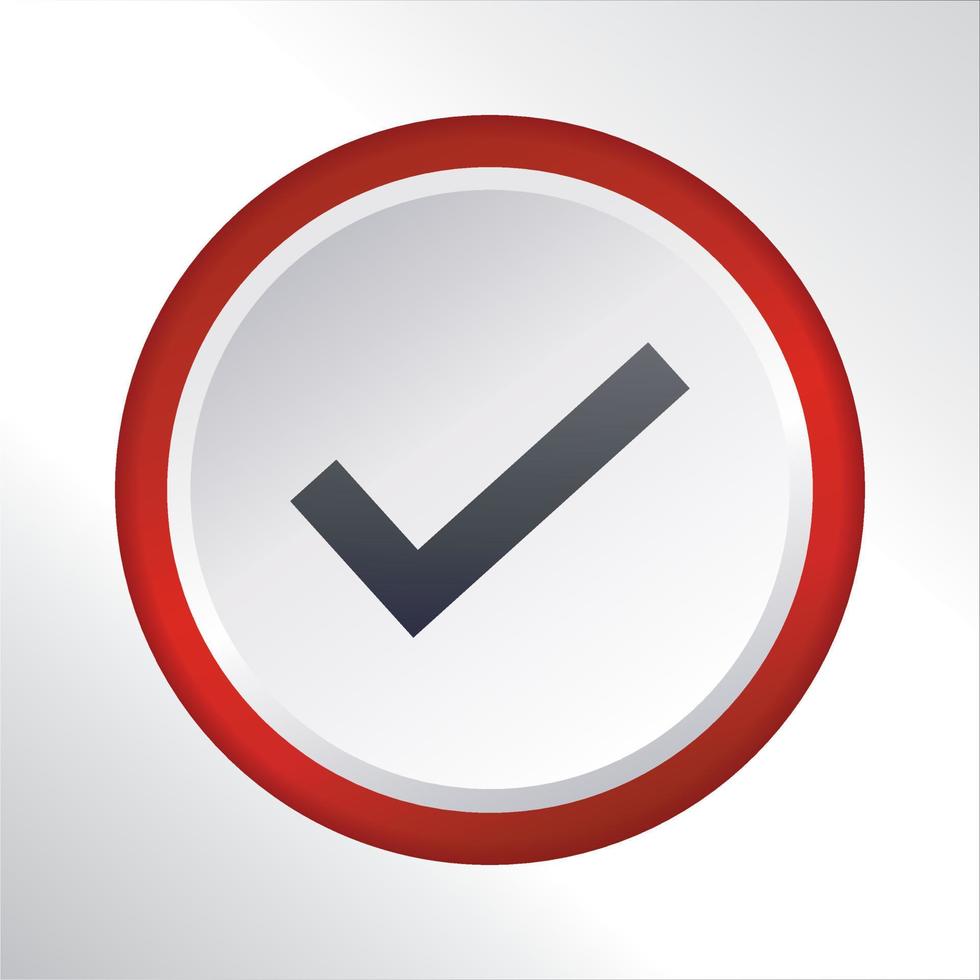 check mark flat icon button with red gradient circle vector design