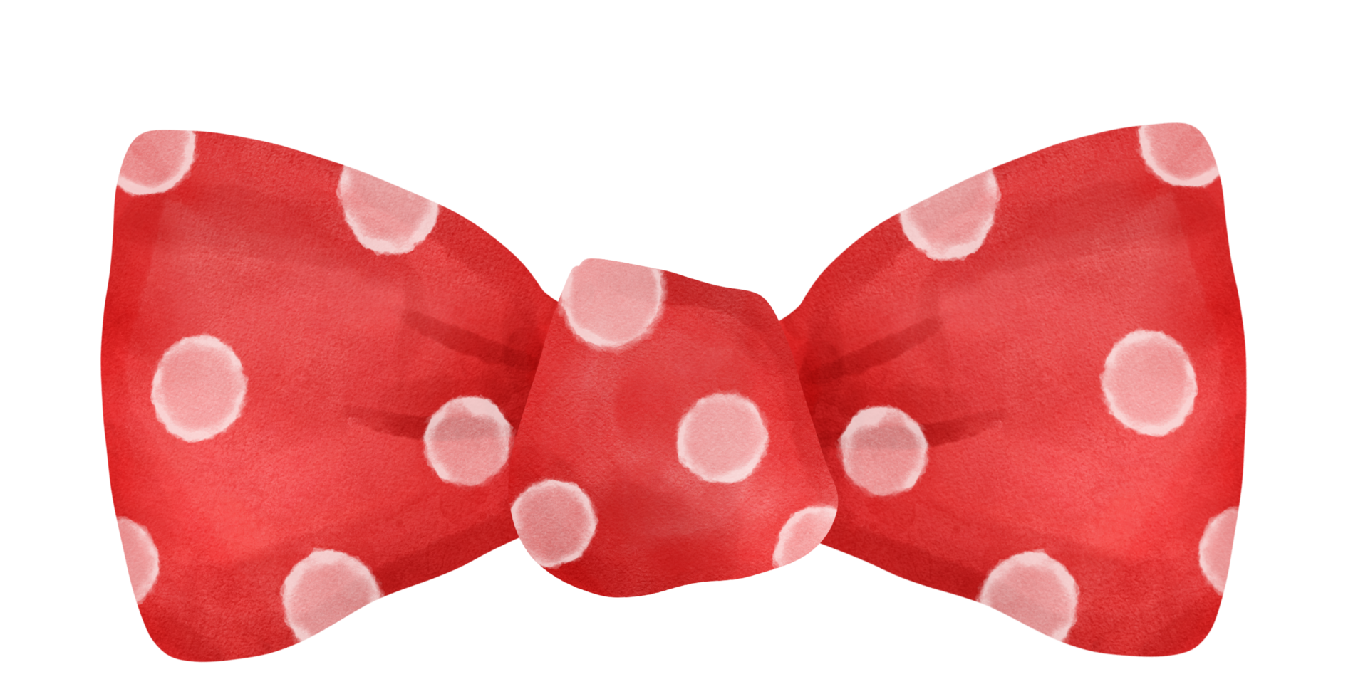 cute white polka dot on red ribbon hair bow tie watercolour
