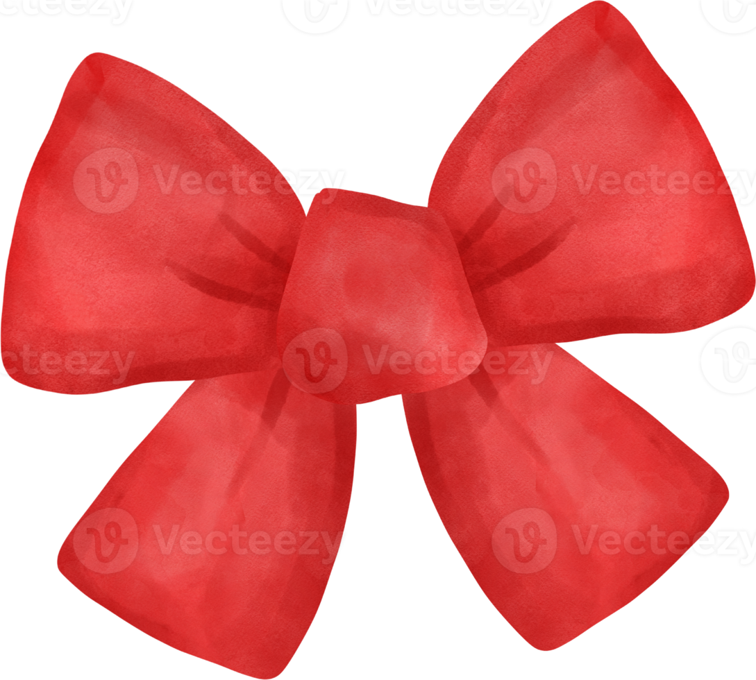 cute red ribbon hair bow tie watercolour illustration png