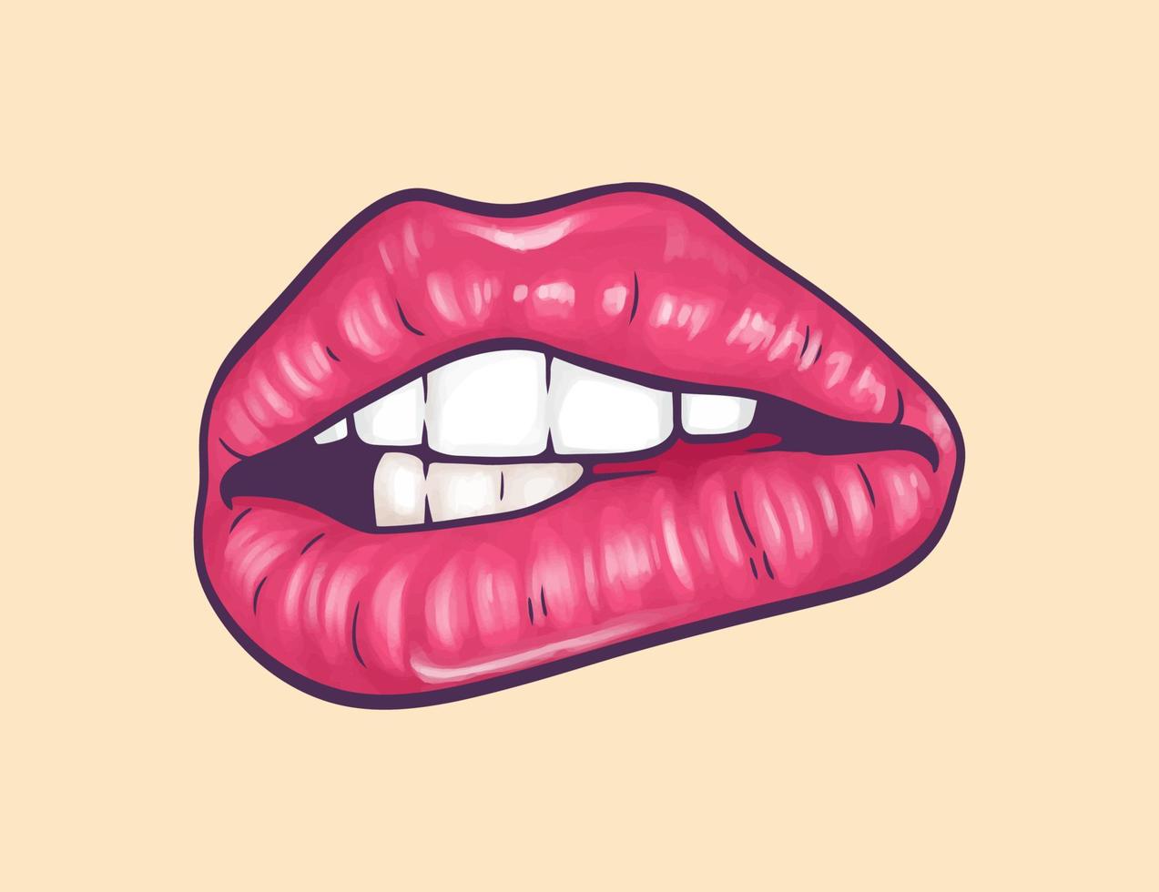 labios rojos sexy mordiendo. boca de mujer. ilustración vectorial vector