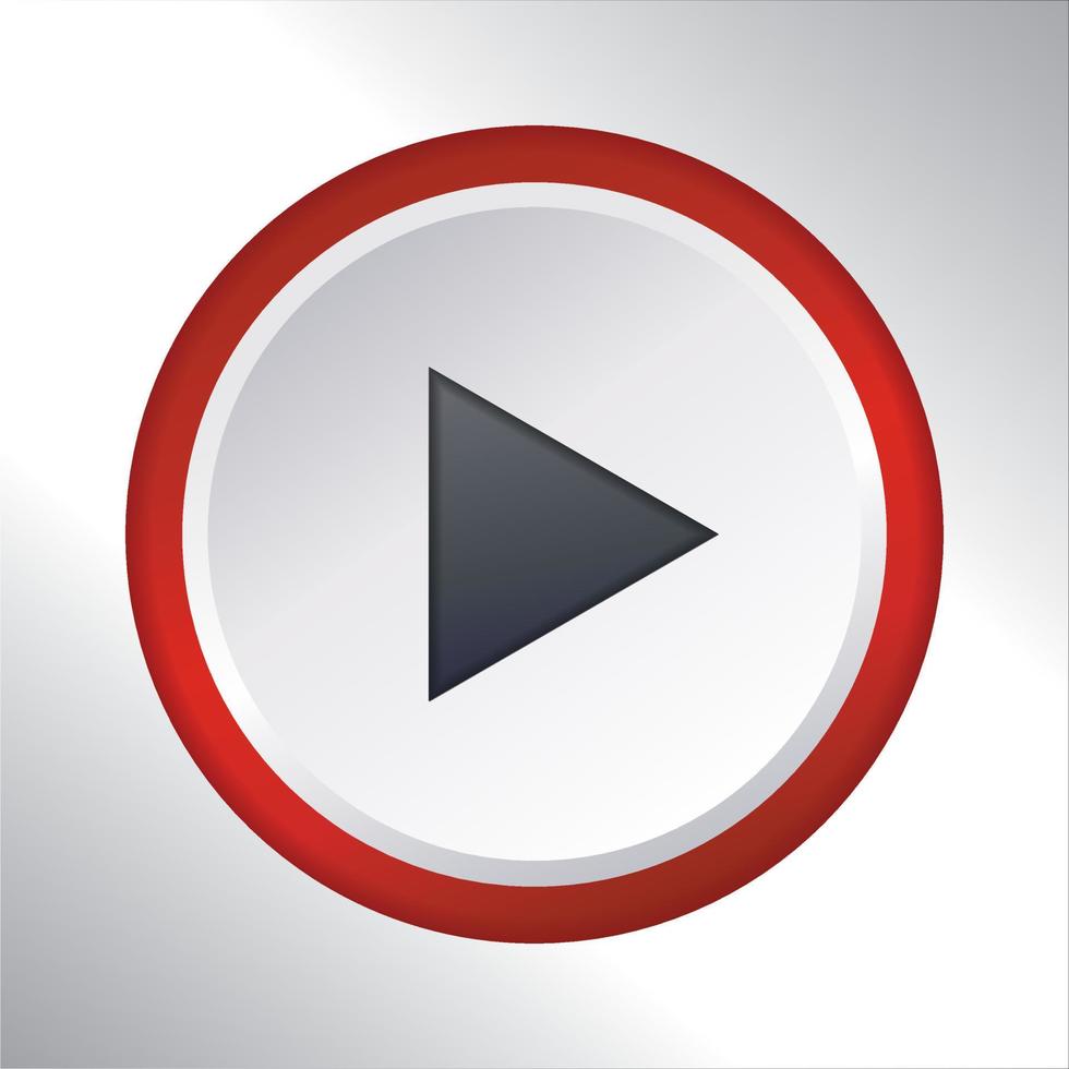 botón de reproducción botón de icono plano con diseño de vector de círculo degradado rojo
