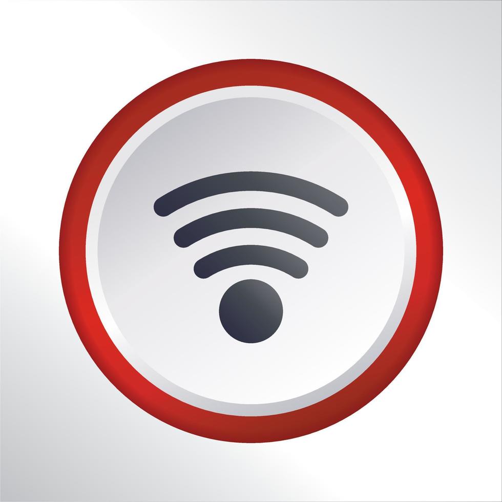 botón wifi de internet botón de icono plano con diseño de vector de círculo degradado rojo