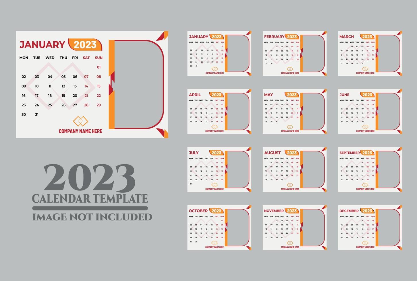 diseño de plantilla de calendario de escritorio moderno 2023 vector