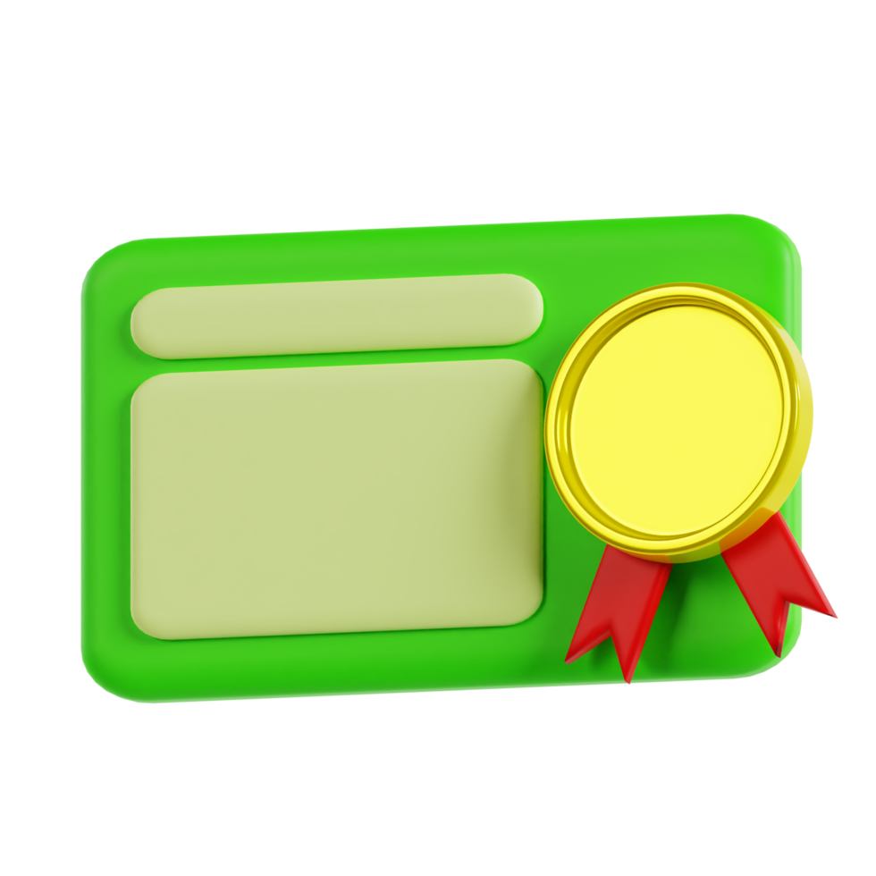 certificate icon 3d rendering png