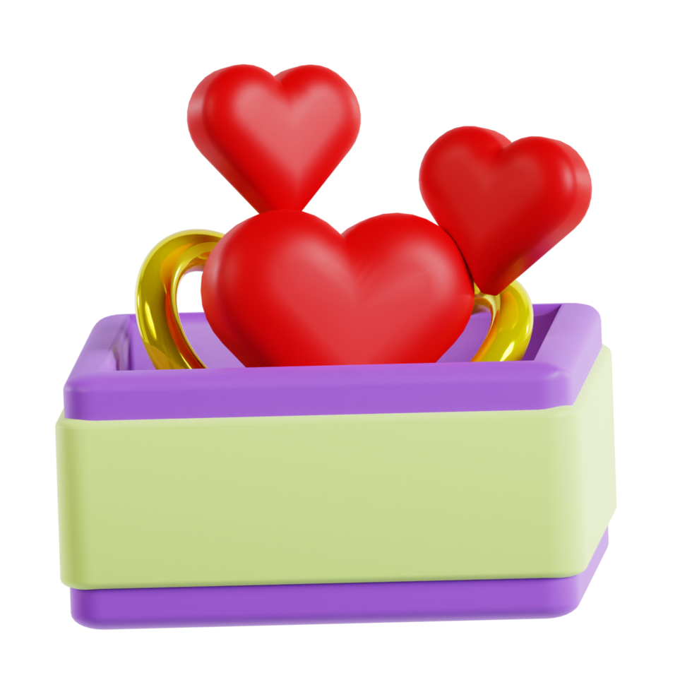 anillo, caja regalo, icono, 3d, interpretación png