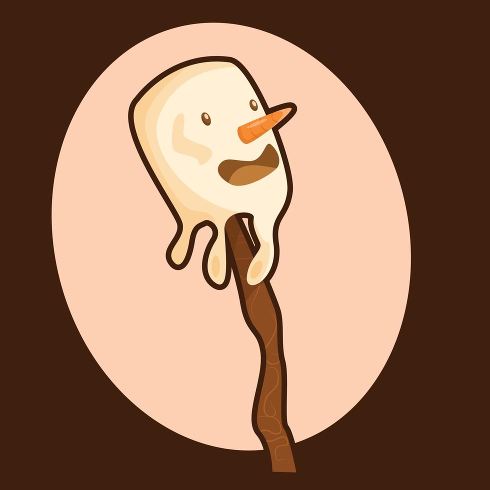 Melted Marshmallow Man on Stick Illustration vector