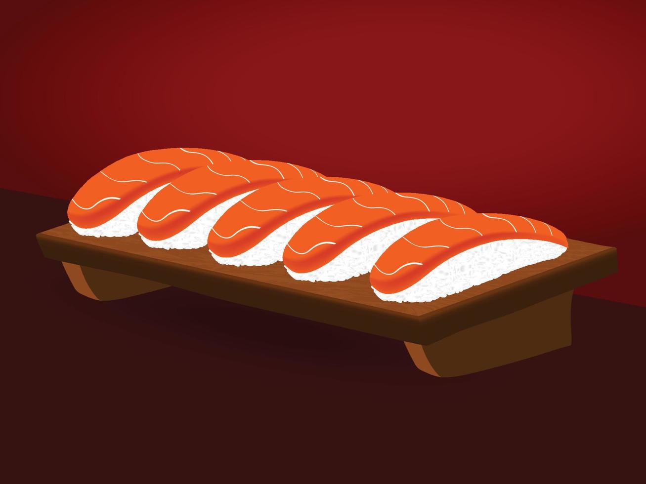 Asian food sushi on wooden stand vector