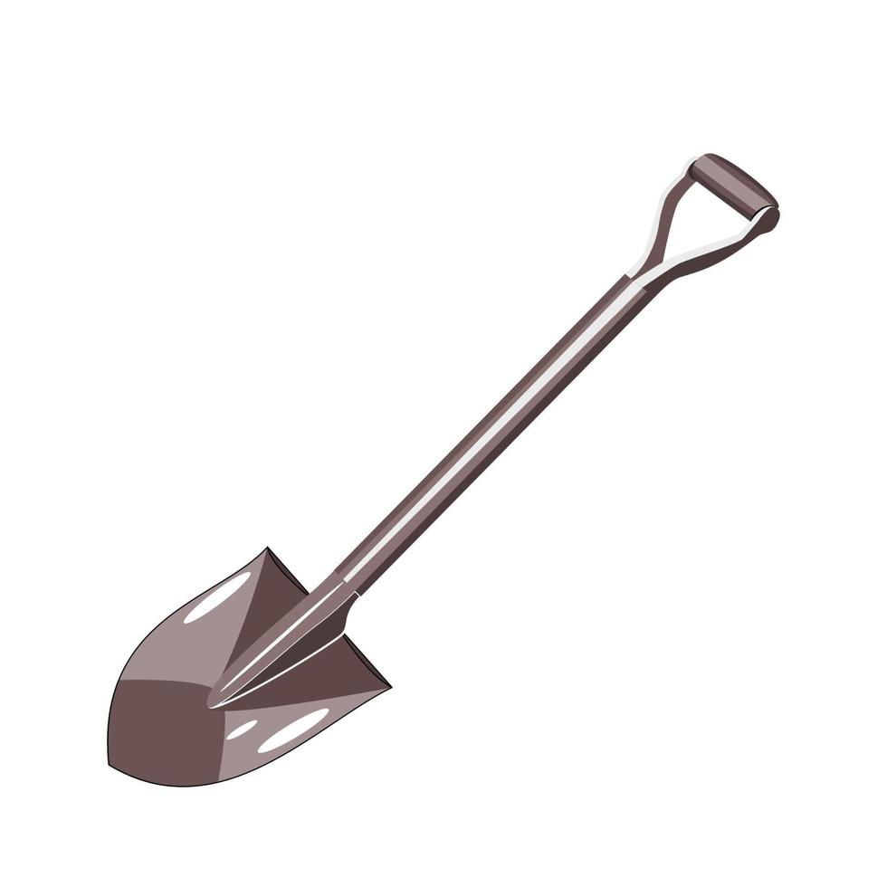 Garden tool metal shovel in flat technique vector
