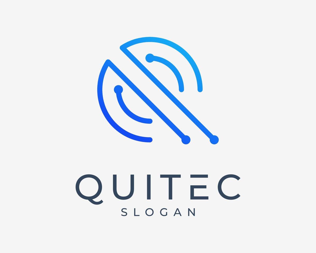 Letter Q Monogram Technology Digital Connection Network Futuristic Simple Line Vector Logo Design