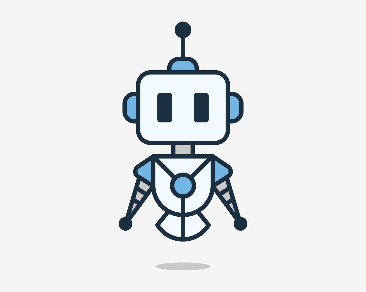 Robot Cyborg Robotic Cyber Humanoid Assistant Bot Futuristic Machine Flat Mascot Vector Logo Design