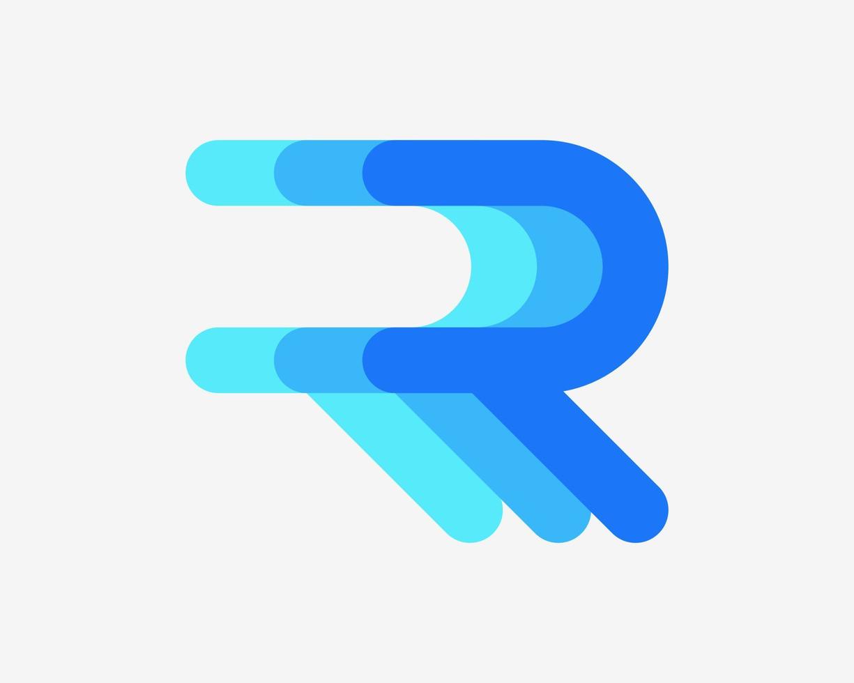 Letter R Monogram Modern Motion Effect Dynamic Movement Speed Rush Dash Colorful Vector Logo Design