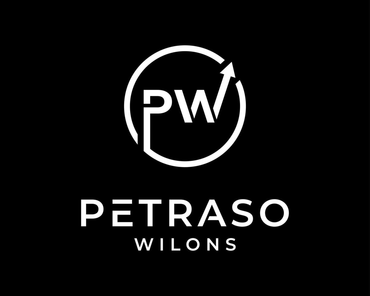 Letter PW Monogram Minimalist Circle Border Upward Arrow Up Direction Success Vector Logo Design
