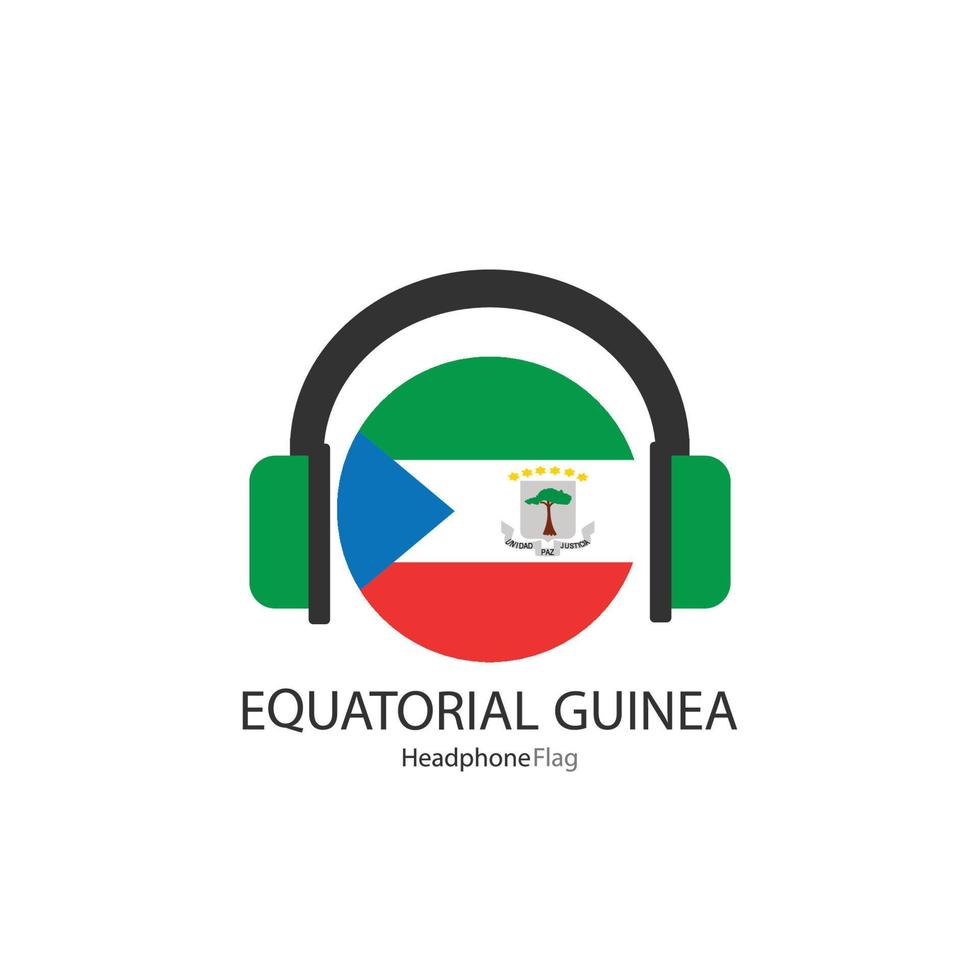 vector de bandera de auriculares de guinea ecuatorial sobre fondo blanco.