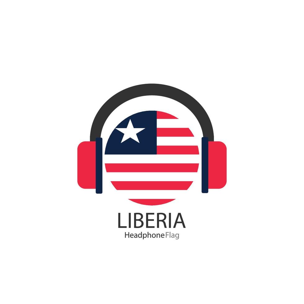 Liberia headphone flag vector on white background.