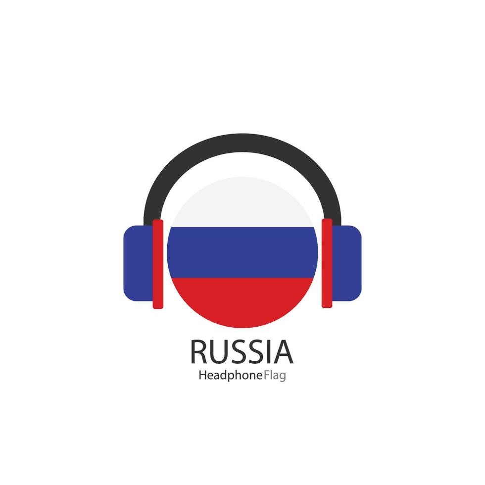 vector de bandera de auriculares de rusia sobre fondo blanco.