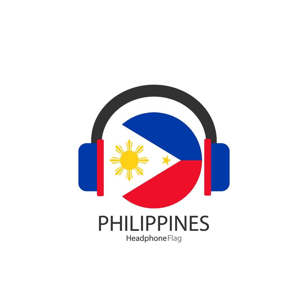 vector de bandera de auriculares de filipinas sobre fondo blanco.