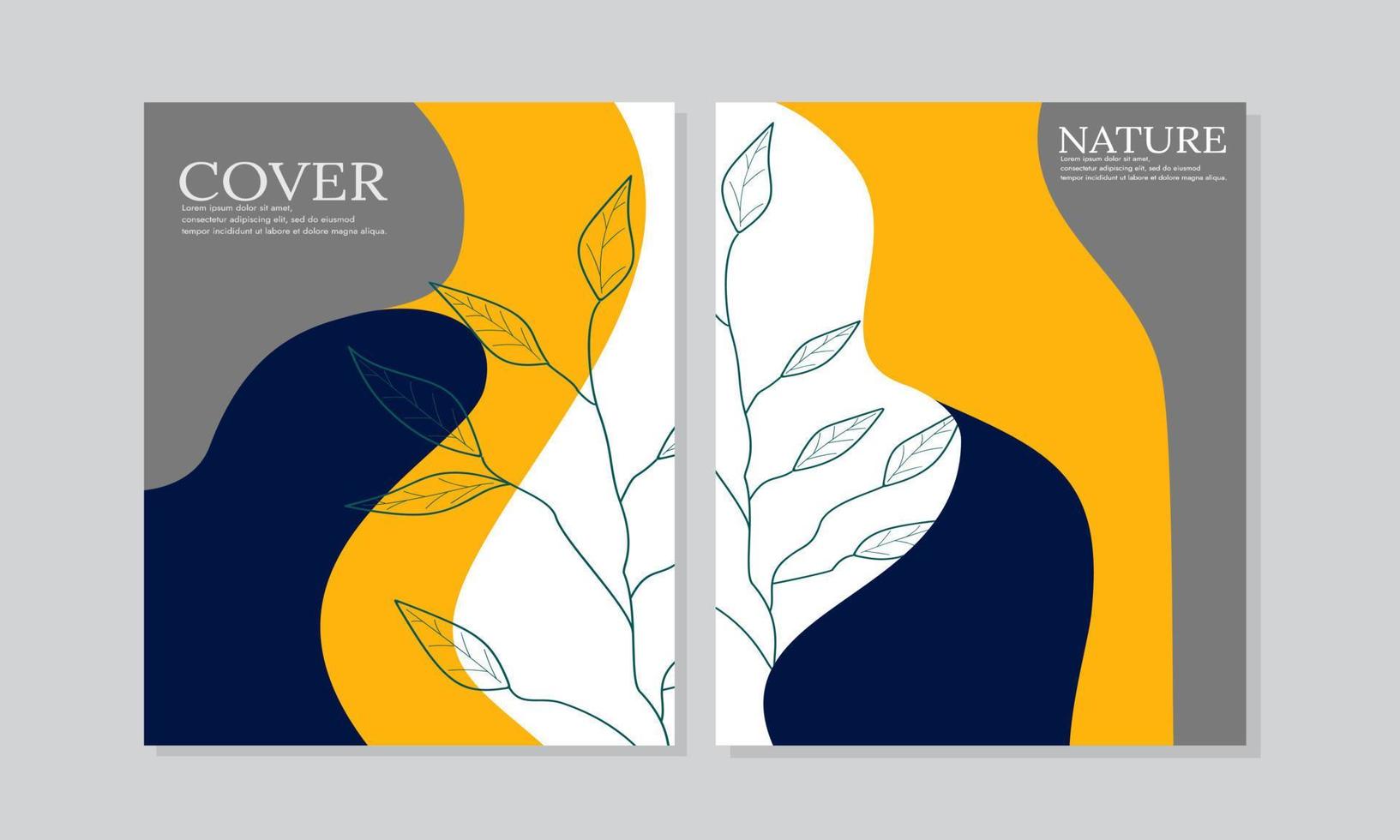 Abstract Cover page Templates Background modern. Universal abstract cute floral design in blue yellow colors. for notebooks, planners, brochures, book vector