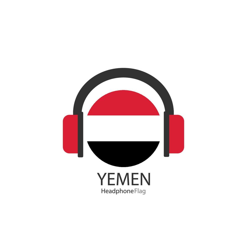 vector de bandera de auriculares de yemen sobre fondo blanco.