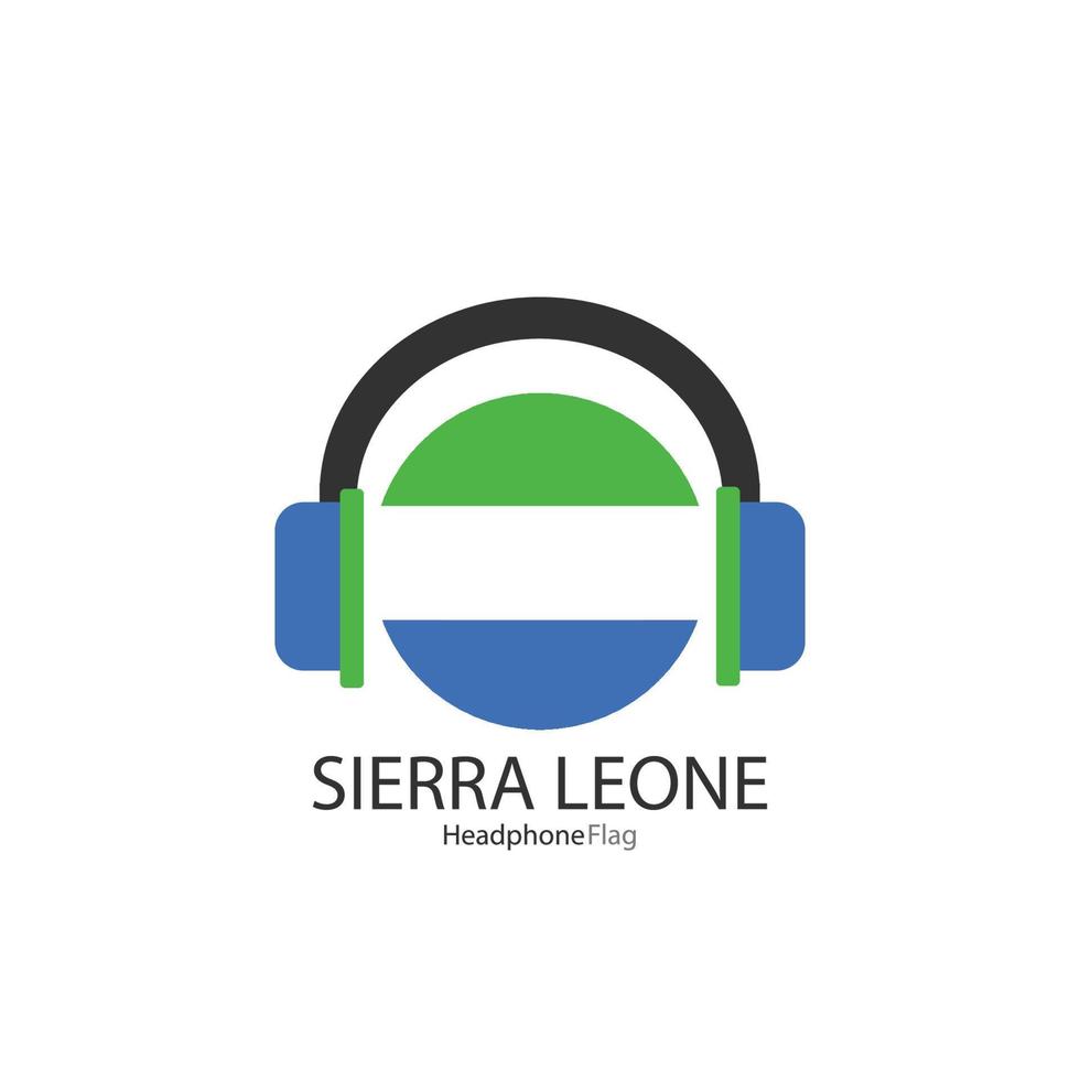 Sierra Leone headphone flag vector on white background.