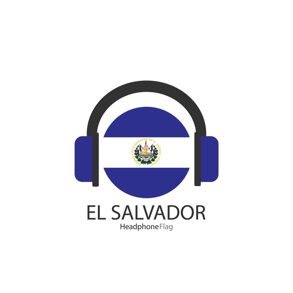 El Salvador headphone flag vector on white background.