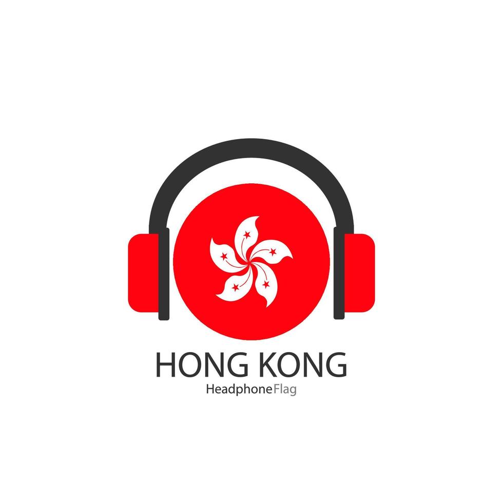 Hong Kong headphone flag vector on white background.