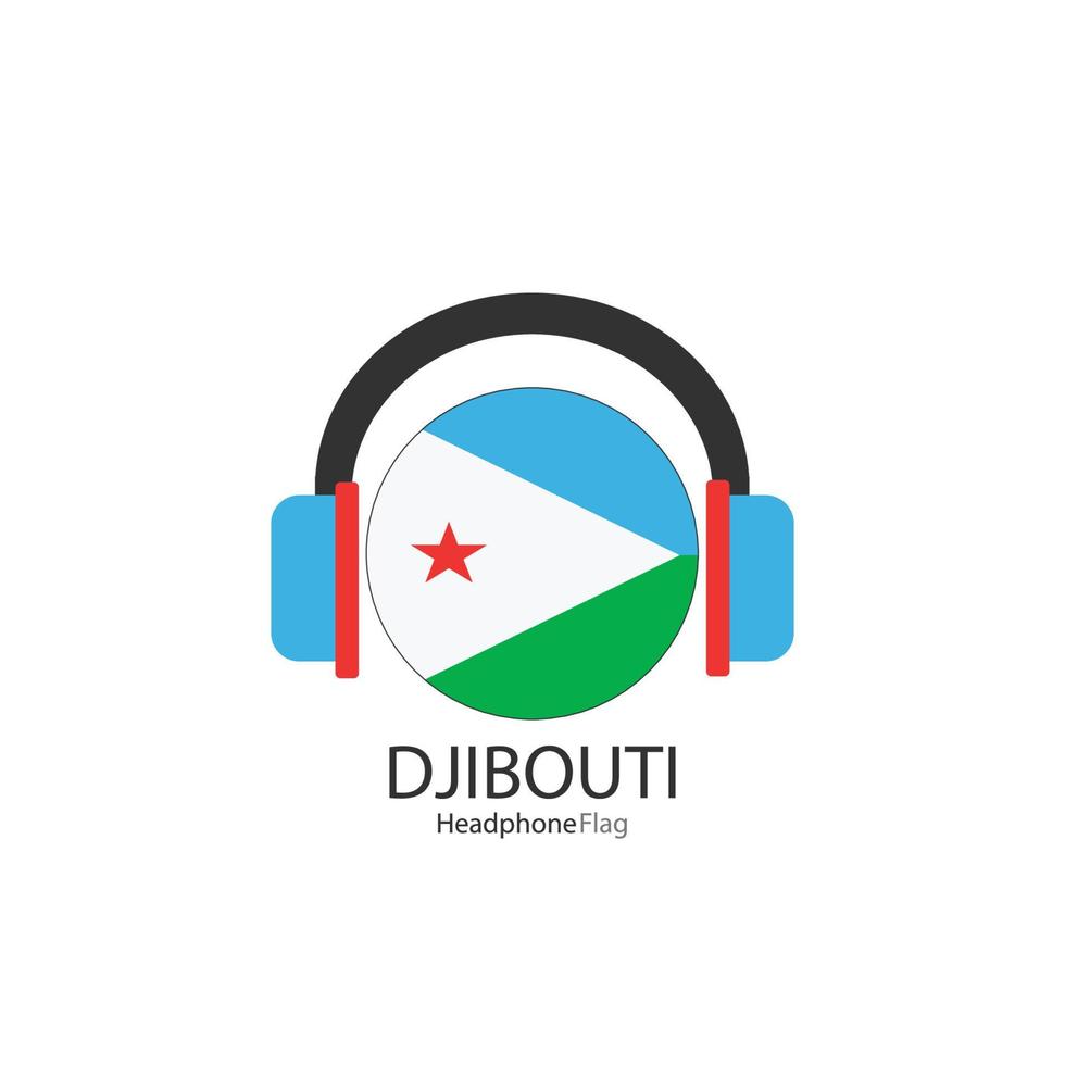 Djibouti headphone flag vector on white background.