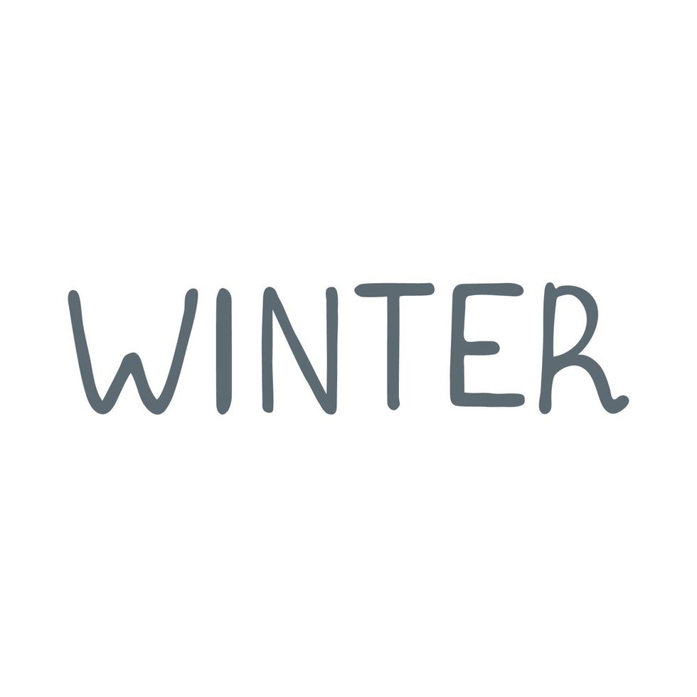 Vector Hand Drawn Lettering - Winter Isolated on White Background