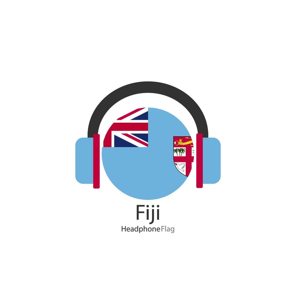 Fiji headphone flag vector on white background.