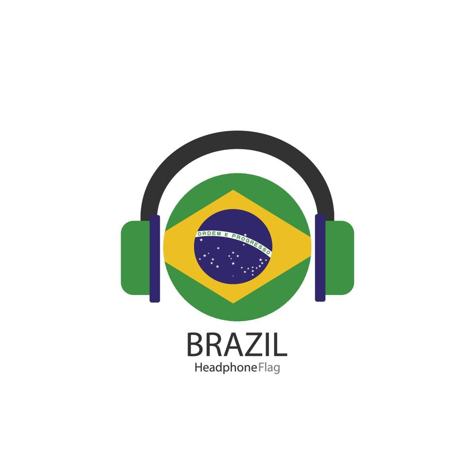 Brazil headphone flag vector on white background.