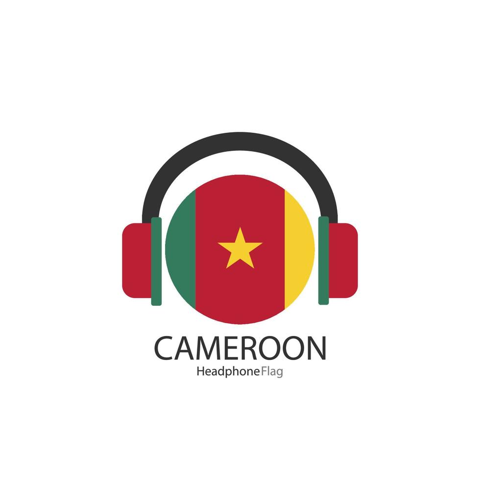 Cameroon headphone flag vector on white background.